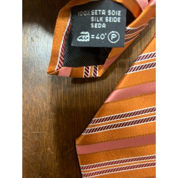 Ermenegildo Zegna 100% Silk Tie Orange Wedding Special Event Professional Classy - Picture 3 of 5